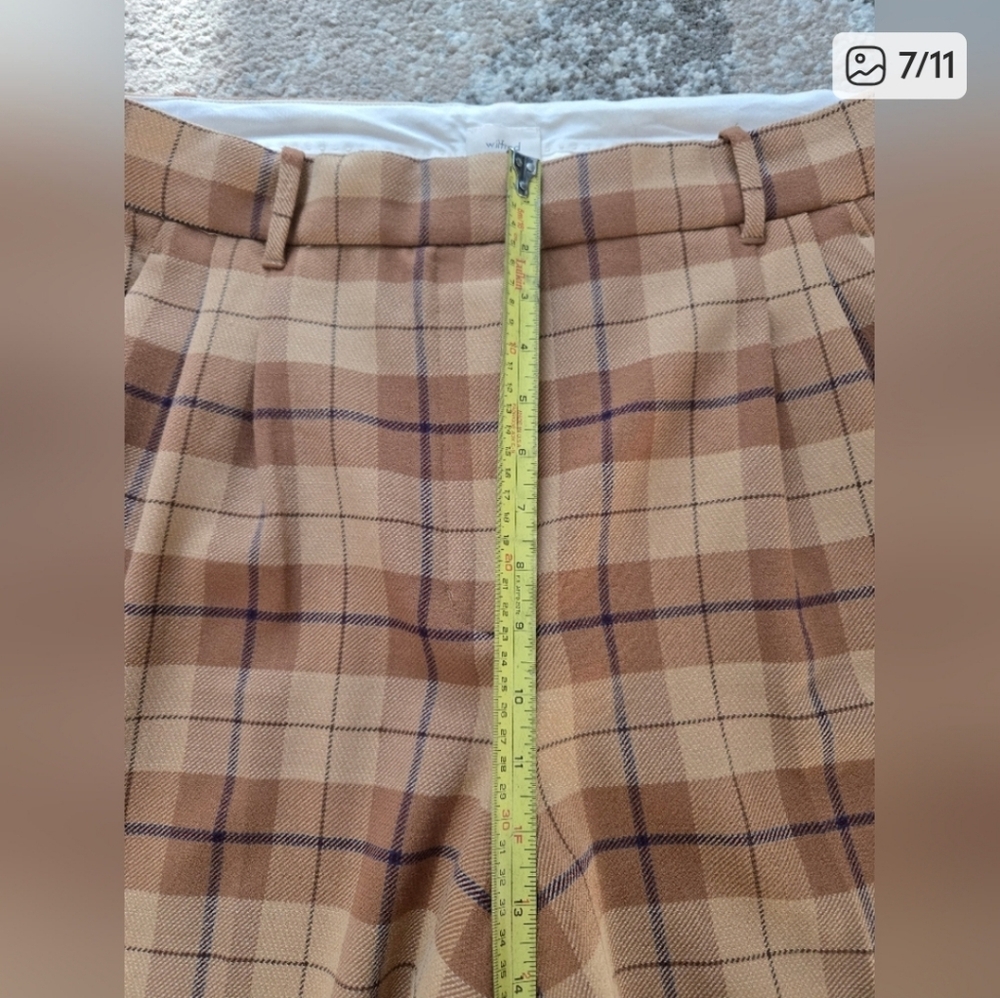 Wilfred Plaid Straight Leg Pants in Brown and Tan - Picture 7 of 11